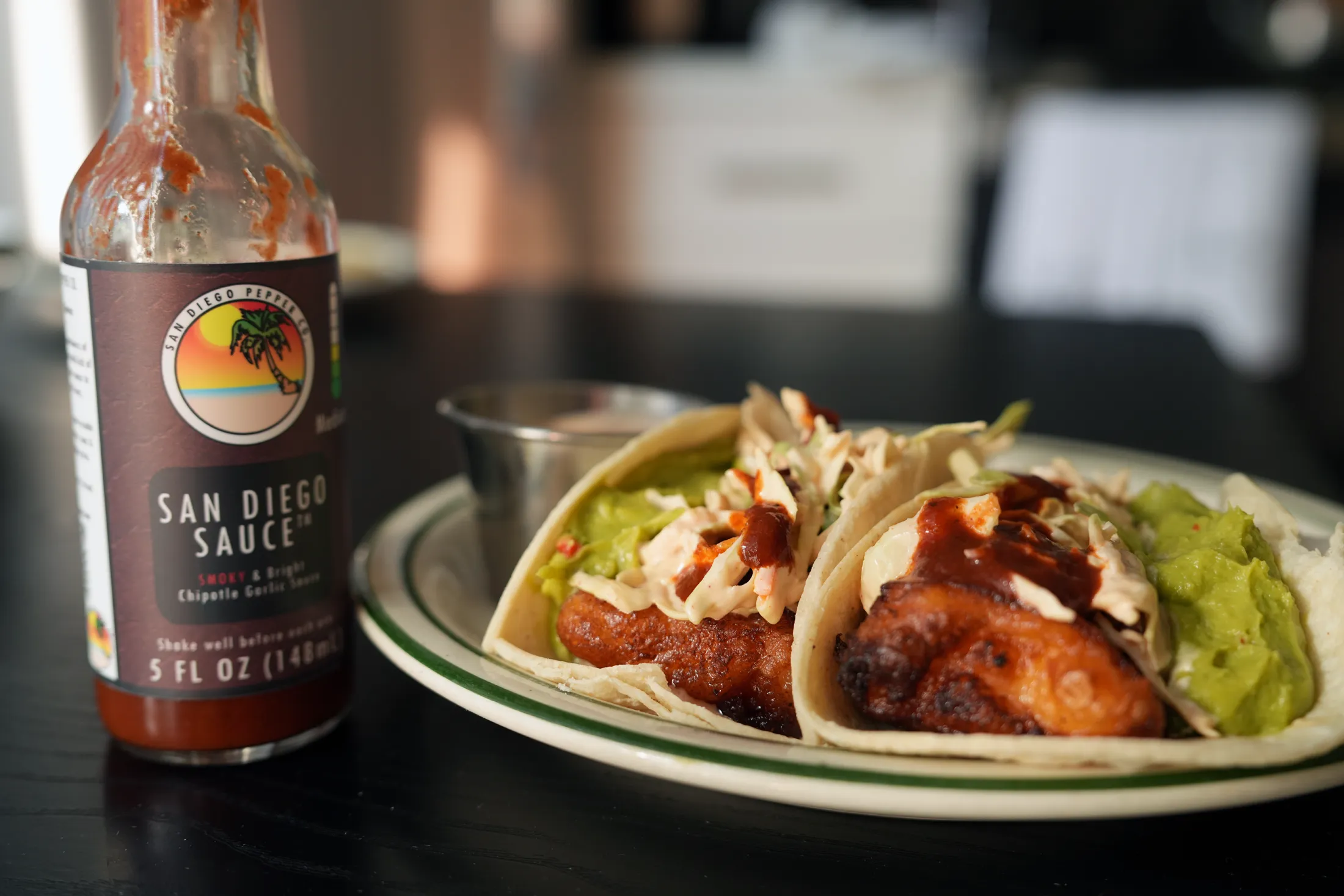 San Diego beer-battered Fish Tacos made with San Diego Sauce