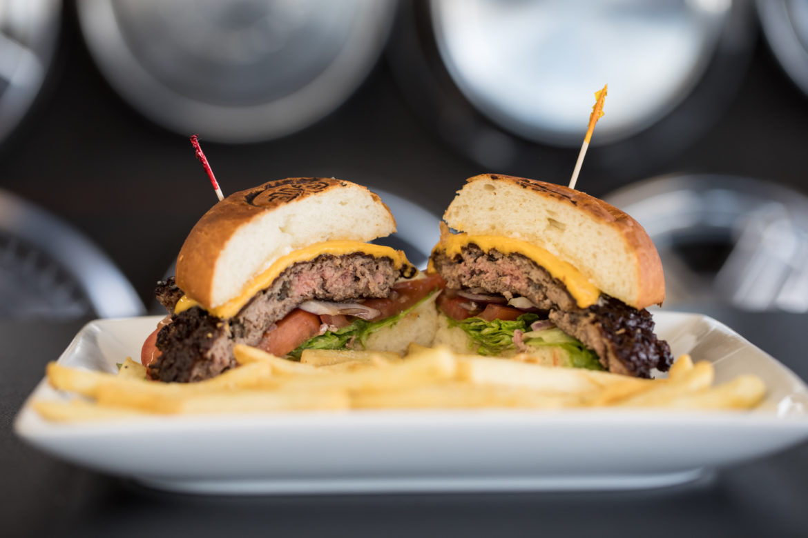 STP Bar-N-Grill burger with 805 Heat hot sauce from San Diego Pepper Company